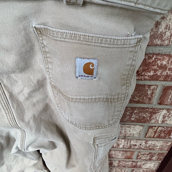 Carhartt Men's Relaxed Fit Canvas Pants Size 42x32 Actual 42x31 Beige Workwear - Picture 4 of 6